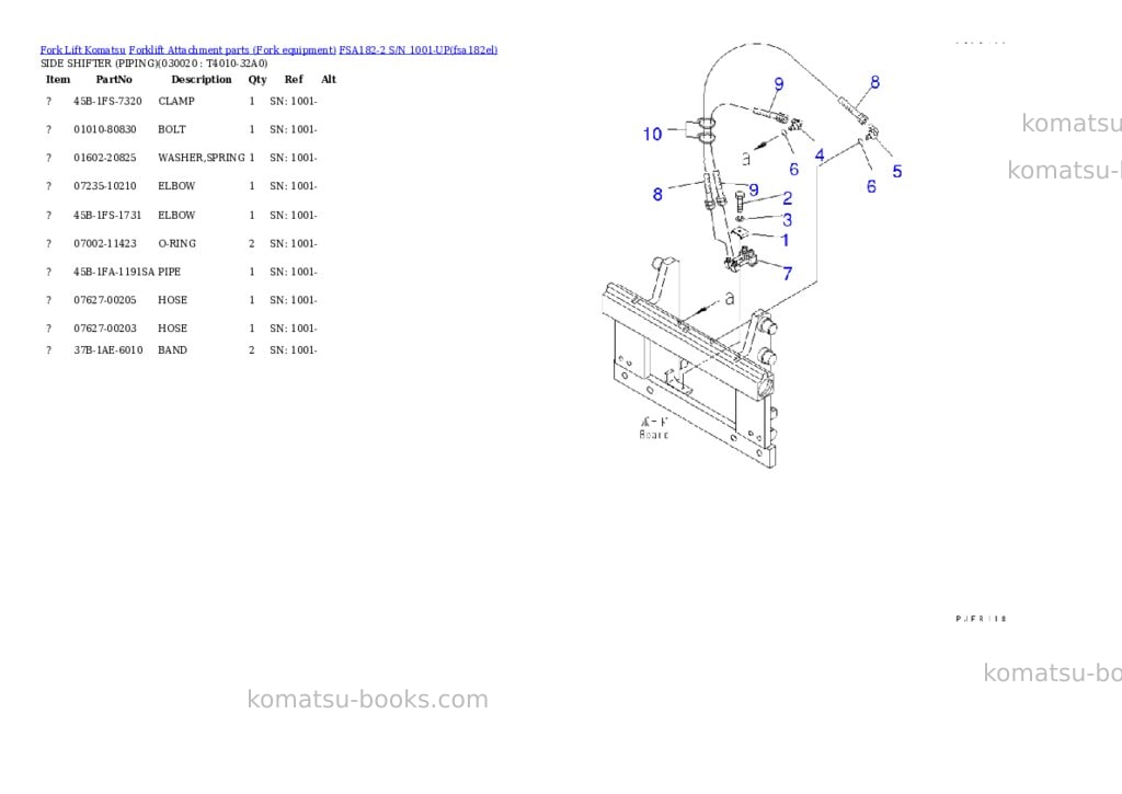 Komatsu fsa182-2 s/n 1001-up Parts catalog cover Page 2
