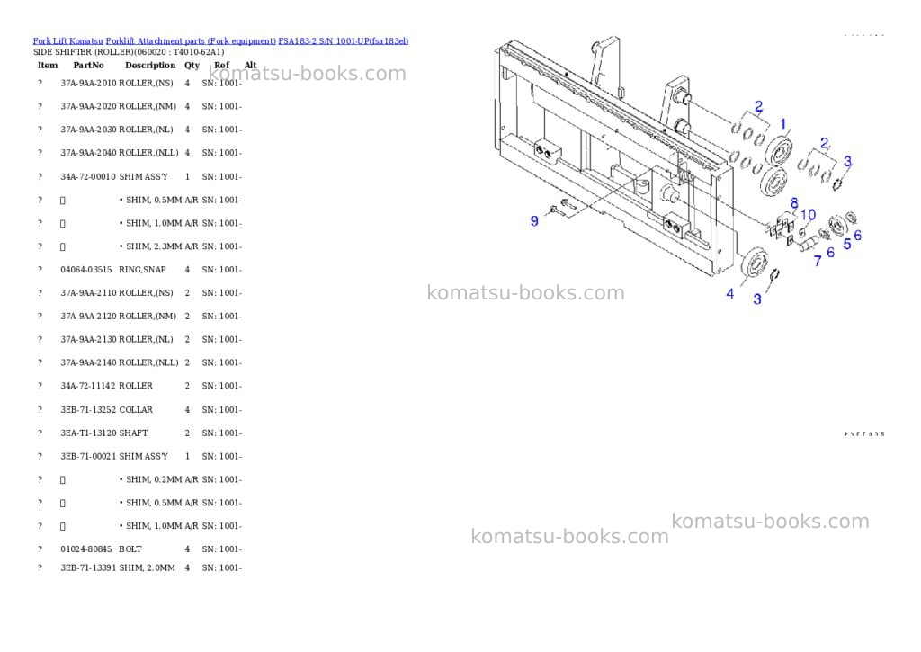 Komatsu fsa183-2 s/n 1001-up Parts catalog cover Page 4 Komatsu fsa183-2 s/n 1001-up Parts catalog cover Page 4
