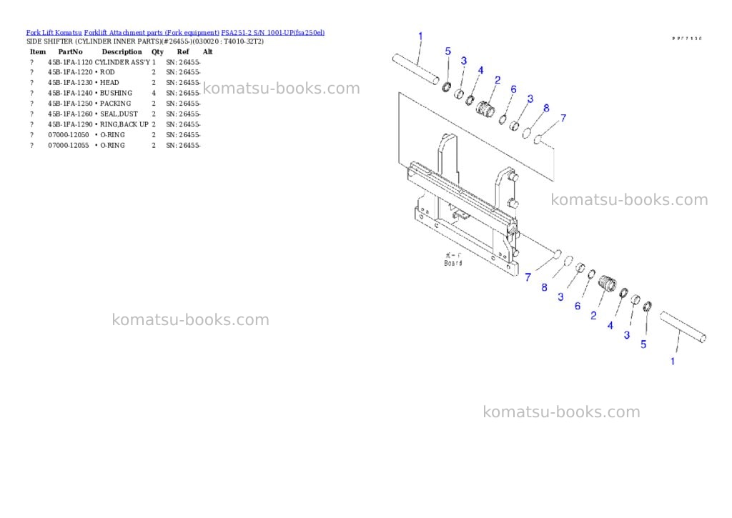 Komatsu FSA251-2 S/N 1001-UP Parts catalog cover