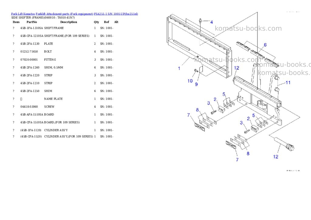 Komatsu fsa251-1 s/n 1001-up Parts catalog cover Page 5 Komatsu fsa251-1 s/n 1001-up Parts catalog cover Page 5