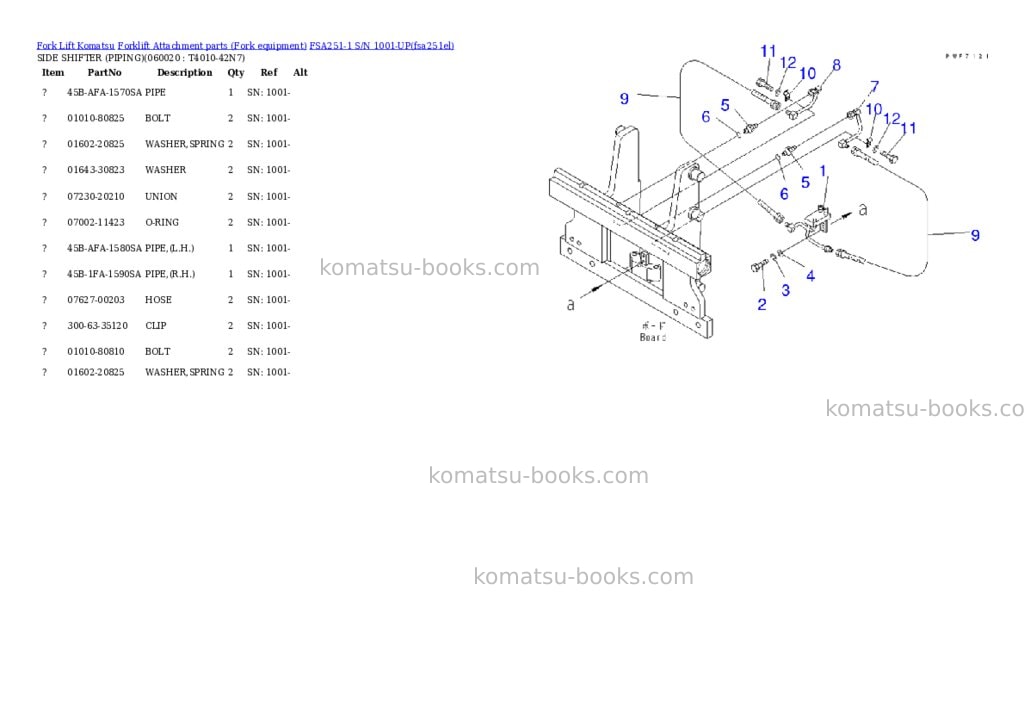 Komatsu fsa251-1 s/n 1001-up Parts catalog cover Page 6 Komatsu fsa251-1 s/n 1001-up Parts catalog cover Page 6