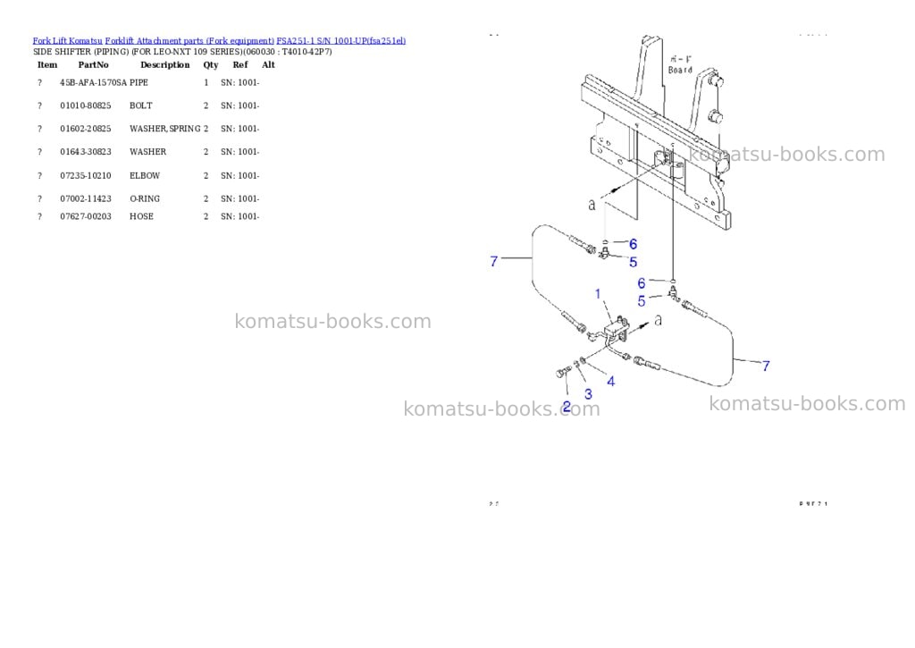 Komatsu fsa251-1 s/n 1001-up Parts catalog cover Page 7 Komatsu fsa251-1 s/n 1001-up Parts catalog cover Page 7