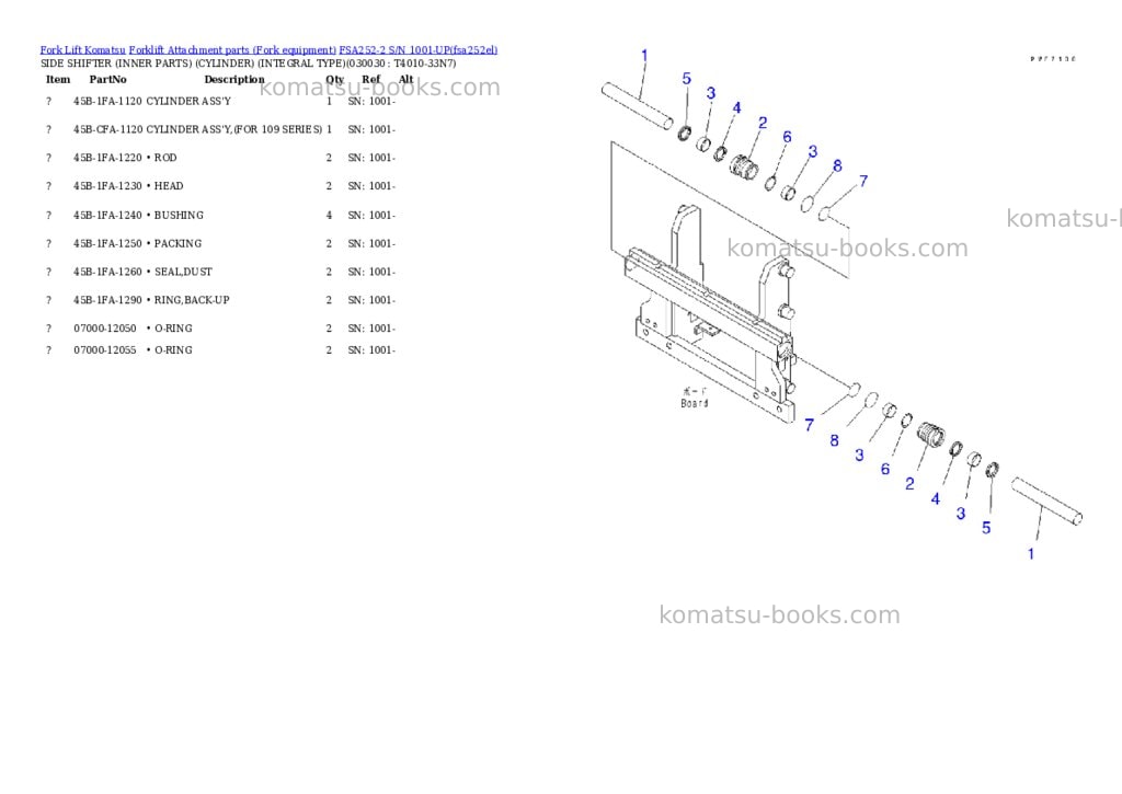 Komatsu fsa252-2 s/n 1001-up Parts catalog cover Page 2