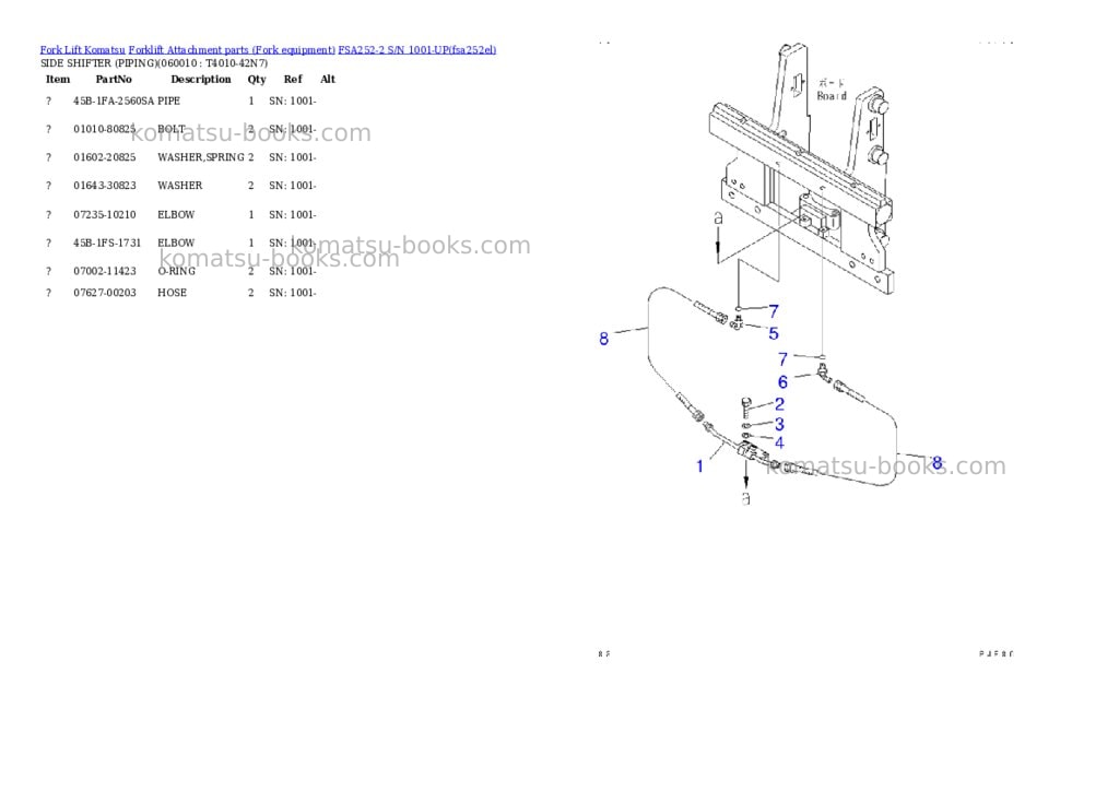 Komatsu fsa252-2 s/n 1001-up Parts catalog cover Page 5