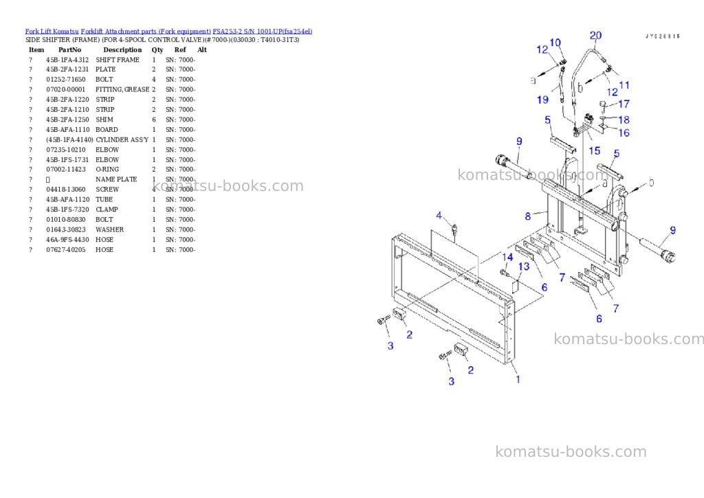 Komatsu FSA253-2 S/N 1001-UP Parts catalog cover Page 3