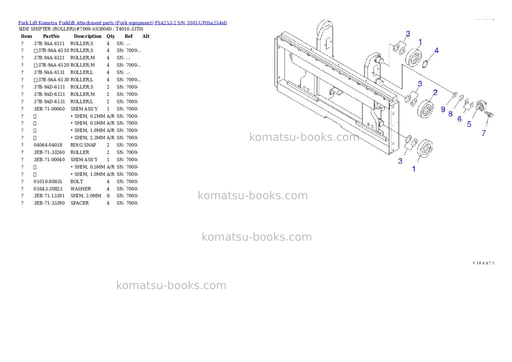 Komatsu FSA253-2 S/N 1001-UP Parts catalog cover Page 6