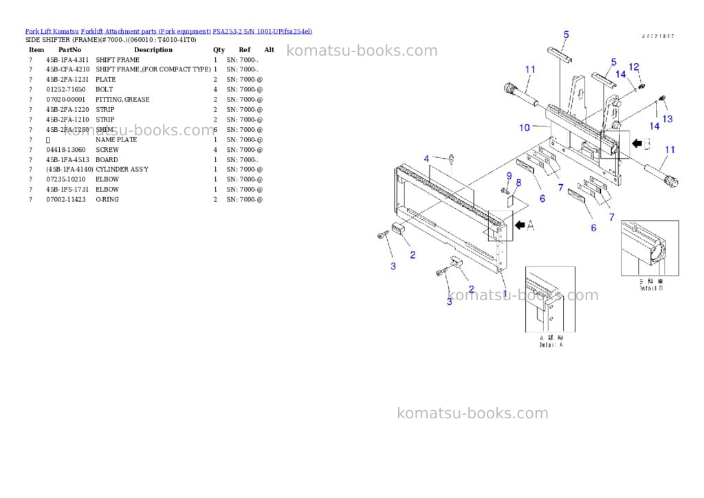 Komatsu FSA253-2 S/N 1001-UP Parts catalog cover Page 8