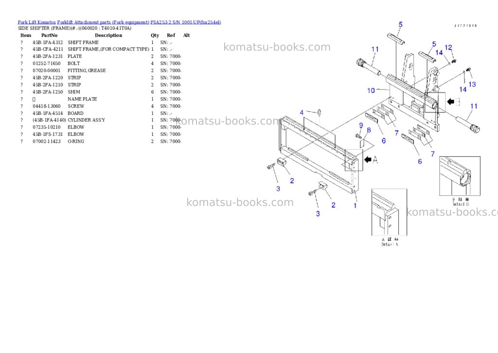 Komatsu FSA253-2 S/N 1001-UP Parts catalog cover Page 9