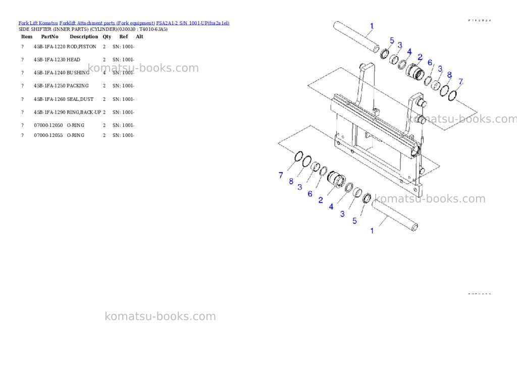 Komatsu fsa2a1-2 s/n 1001-up Parts catalog cover Page 2
