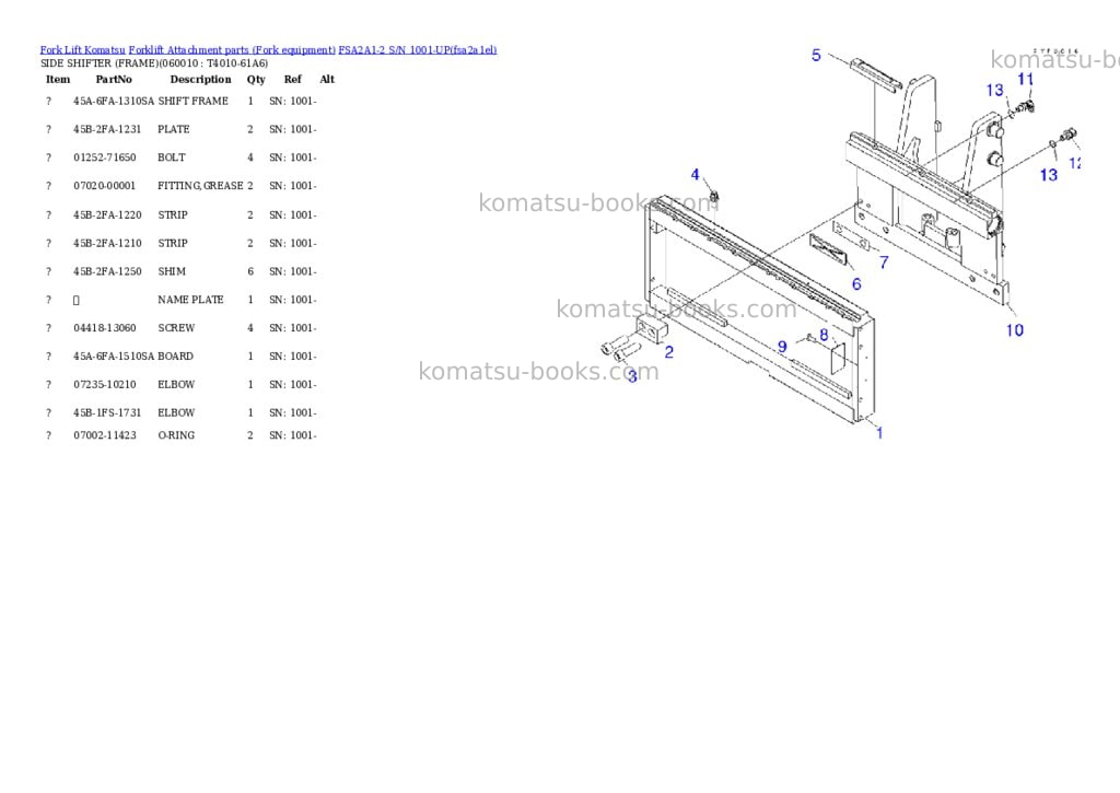 Komatsu fsa2a1-2 s/n 1001-up Parts catalog cover Page 4