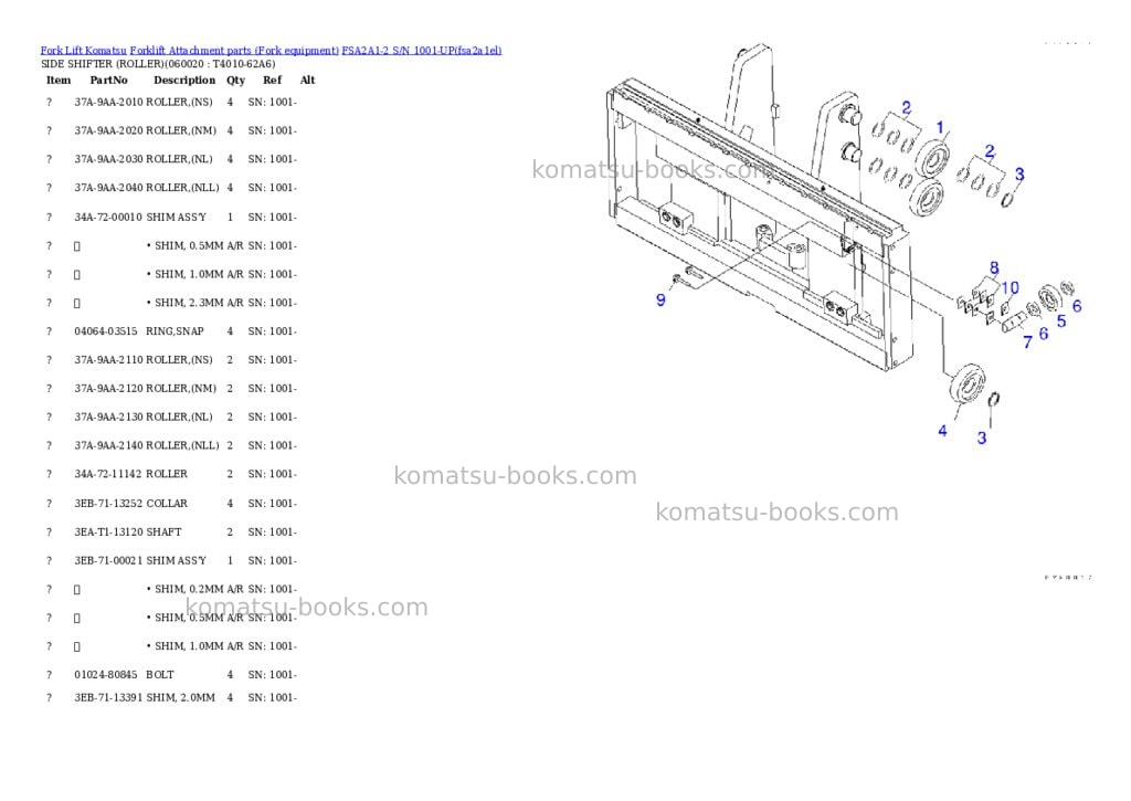 Komatsu fsa2a1-2 s/n 1001-up Parts catalog cover Page 5