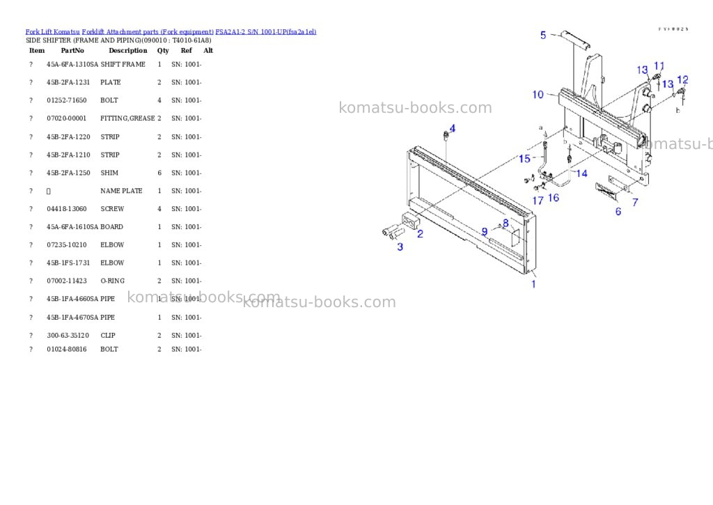 Komatsu fsa2a1-2 s/n 1001-up Parts catalog cover Page 8