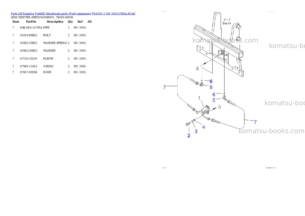 Komatsu fsa301-1 s/n 1001-up Parts catalog cover Page 6 Komatsu fsa301-1 s/n 1001-up Parts catalog cover Page 6