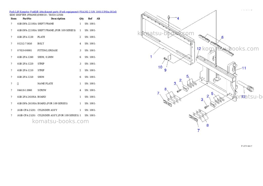 Komatsu fsa302-2 s/n 1001-up Parts catalog cover Page 10 Komatsu fsa302-2 s/n 1001-up Parts catalog cover Page 10