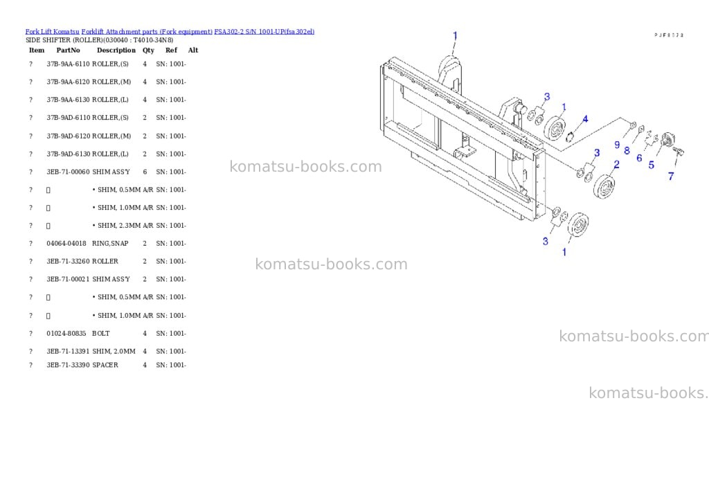 Komatsu fsa302-2 s/n 1001-up Parts catalog cover Page 3 Komatsu fsa302-2 s/n 1001-up Parts catalog cover Page 3
