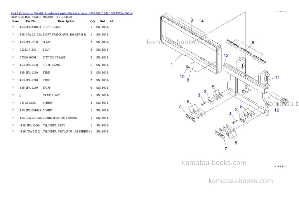Komatsu fsa302-2 s/n 1001-up Parts catalog cover Page 5 Komatsu fsa302-2 s/n 1001-up Parts catalog cover Page 5