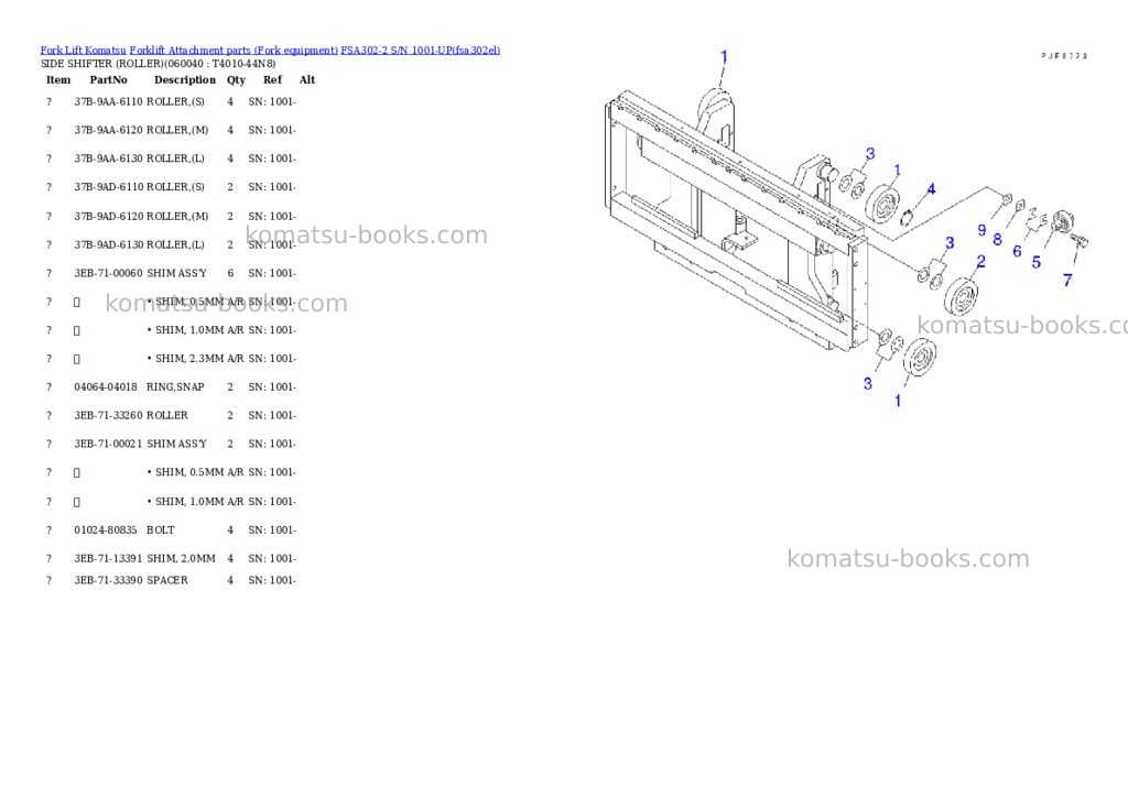 Komatsu fsa302-2 s/n 1001-up Parts catalog cover Page 8 Komatsu fsa302-2 s/n 1001-up Parts catalog cover Page 8
