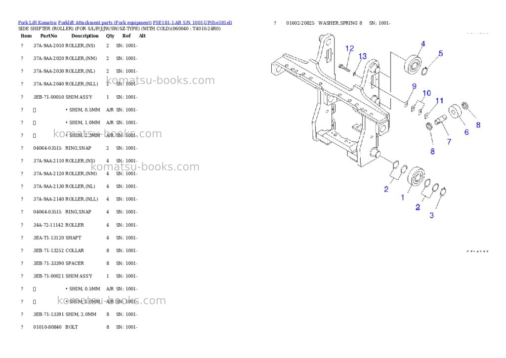 Komatsu fse181-1-ar s/n 1001-up Parts catalog cover Page 10