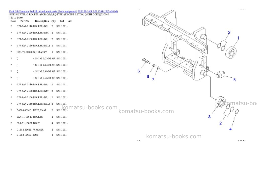 Komatsu fse181-1-ar s/n 1001-up Parts catalog cover Page 3