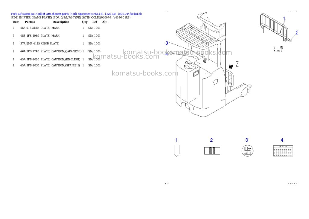 Komatsu fse181-1-ar s/n 1001-up Parts catalog cover Page 6