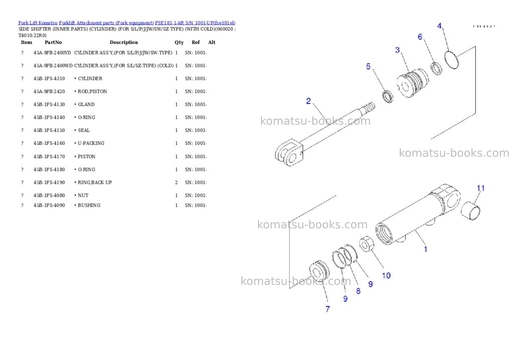 Komatsu fse181-1-ar s/n 1001-up Parts catalog cover Page 8