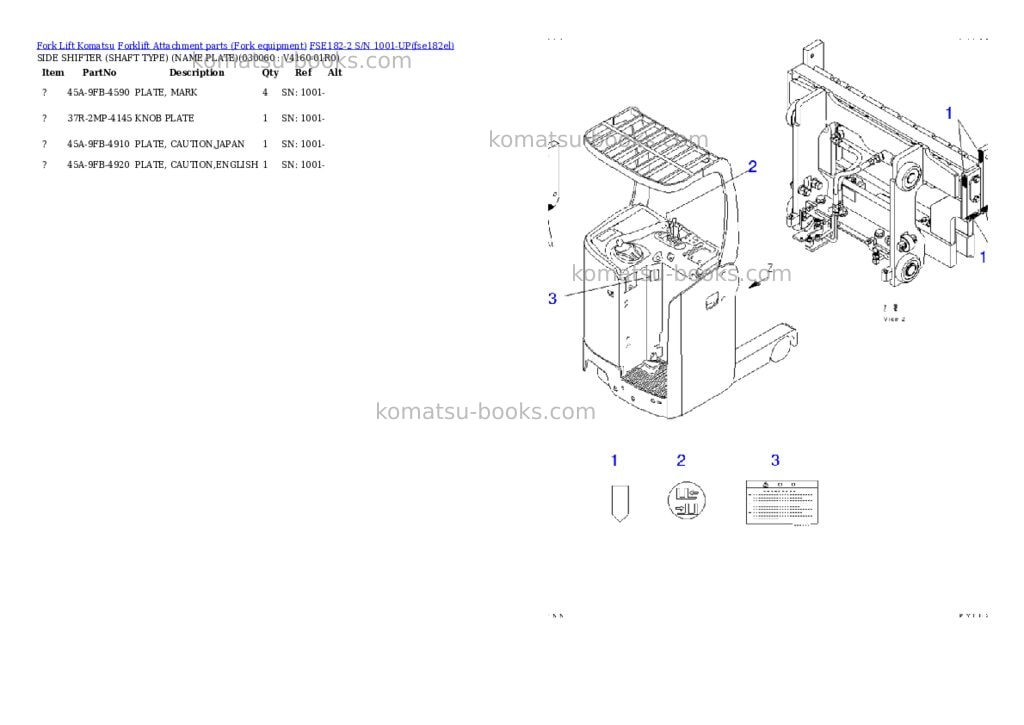 Komatsu fse182-2 s/n 1001-up Parts catalog cover Page 6
