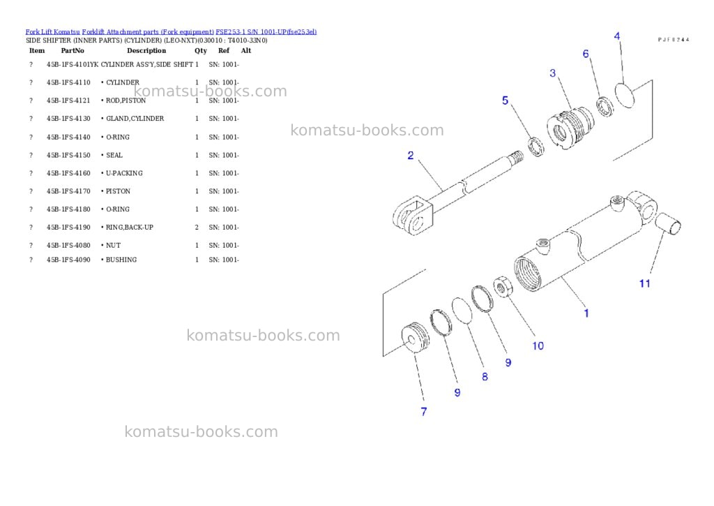 Komatsu fse253-1 s/n 1001-up Parts catalog cover