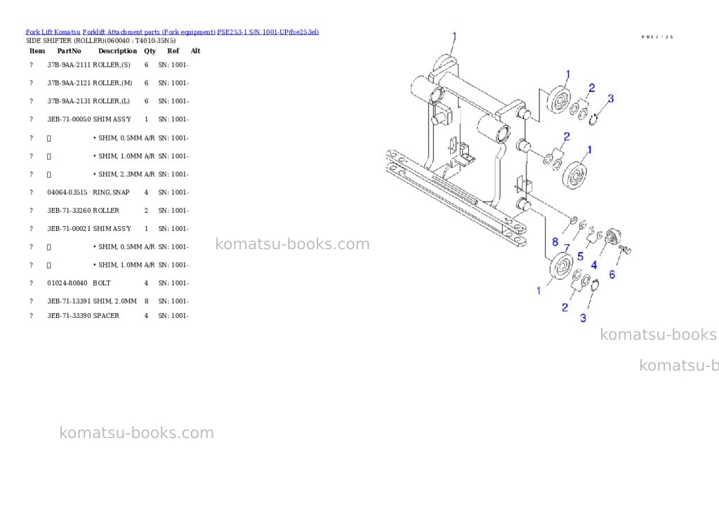 Komatsu fse253-1 s/n 1001-up Parts catalog cover Page 5