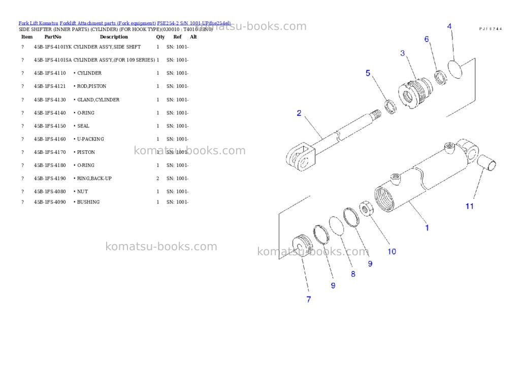 Komatsu fse254-2 s/n 1001-up Parts catalog cover