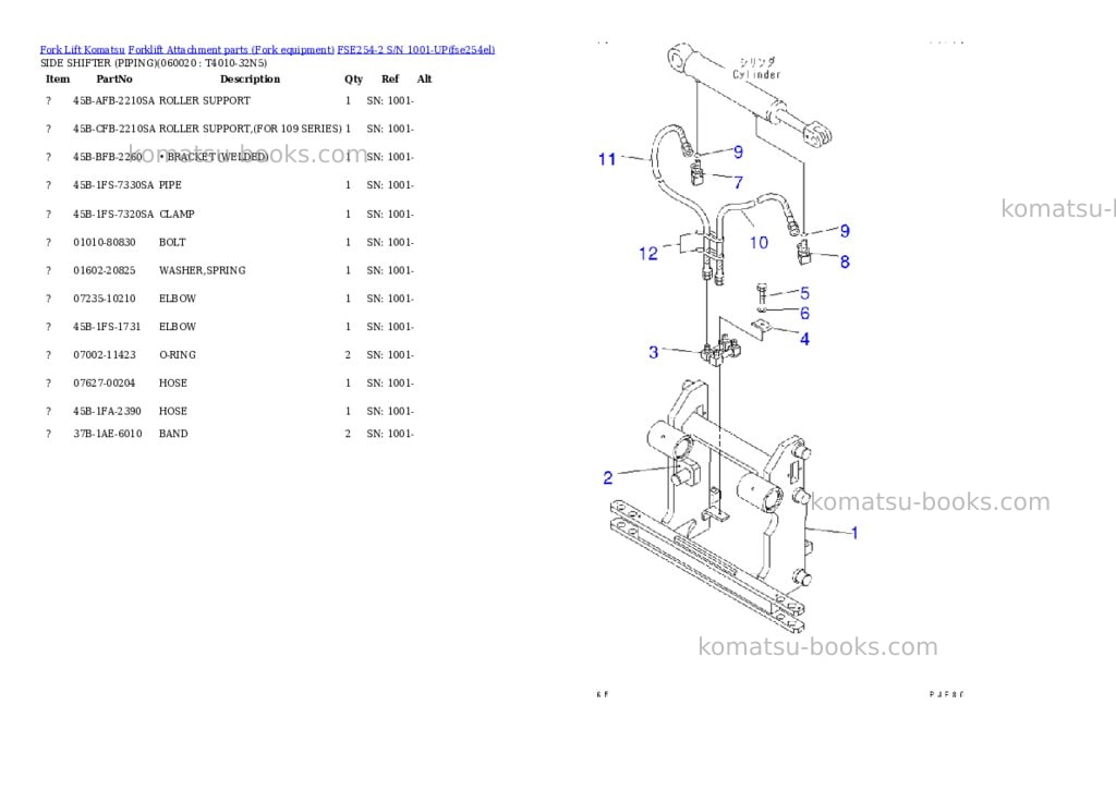 Komatsu fse254-2 s/n 1001-up Parts catalog cover Page 3