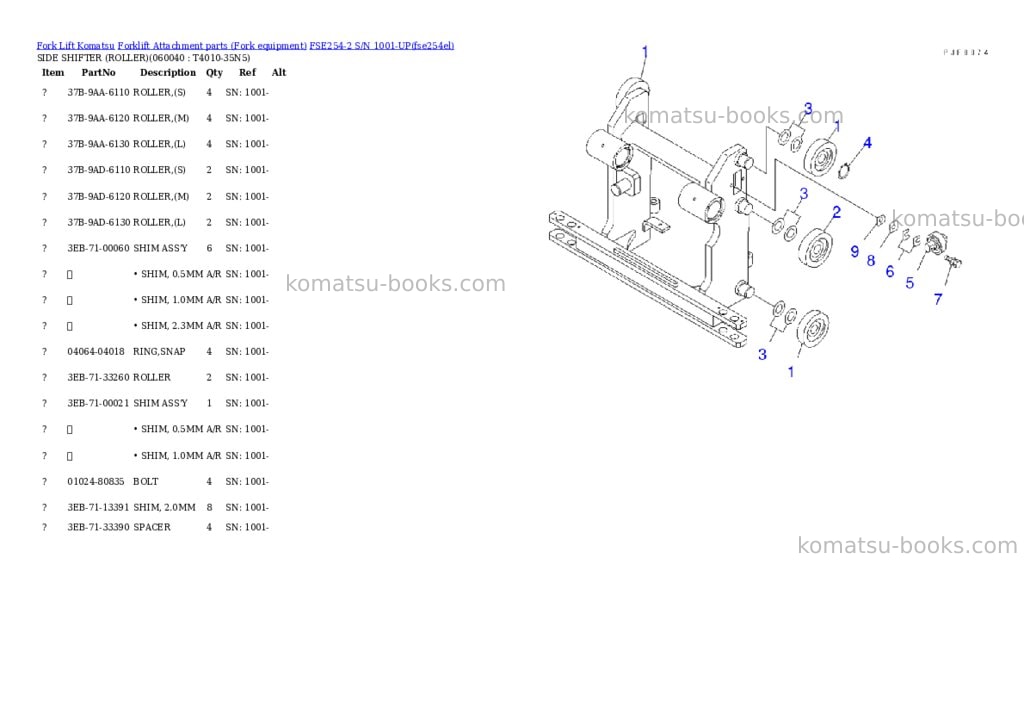 Komatsu fse254-2 s/n 1001-up Parts catalog cover Page 5
