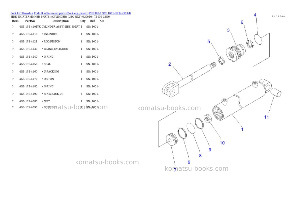 Komatsu fse303-1 s/n 1001-up Parts catalog cover Komatsu fse303-1 s/n 1001-up Parts catalog cover