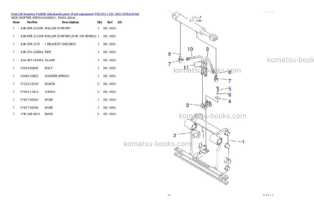 Komatsu fse303-1 s/n 1001-up Parts catalog cover Page 3 Komatsu fse303-1 s/n 1001-up Parts catalog cover Page 3
