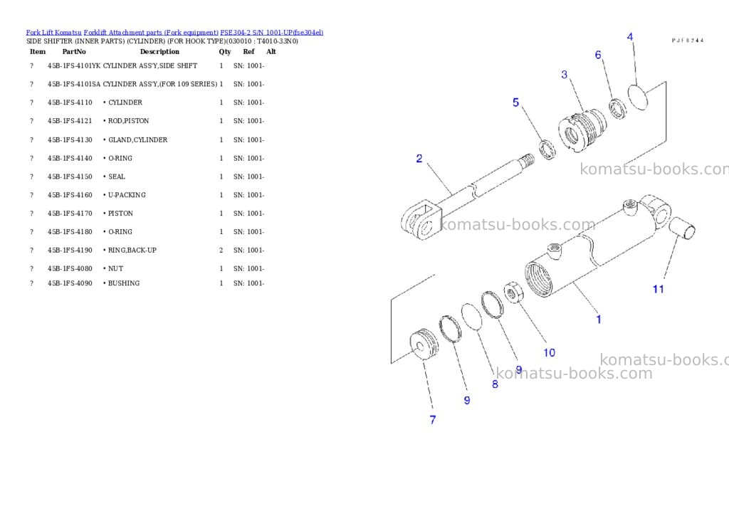 Komatsu fse304-2 s/n 1001-up Parts catalog cover