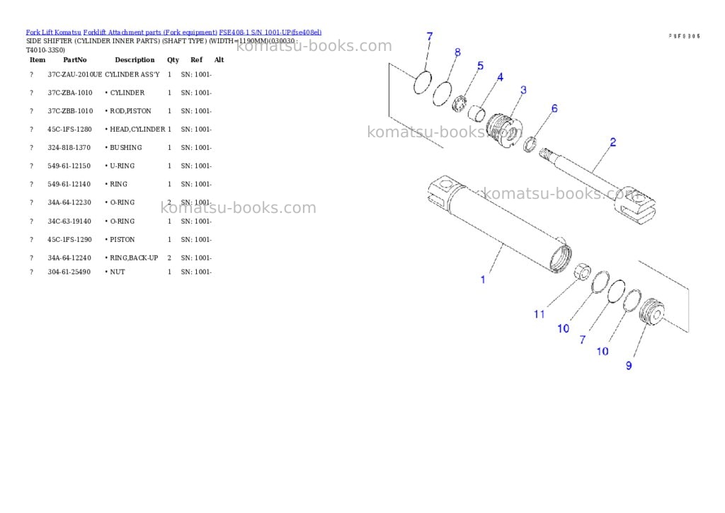 Komatsu fse408-1 s/n 1001-up Parts catalog cover Page 3 Komatsu fse408-1 s/n 1001-up Parts catalog cover Page 3
