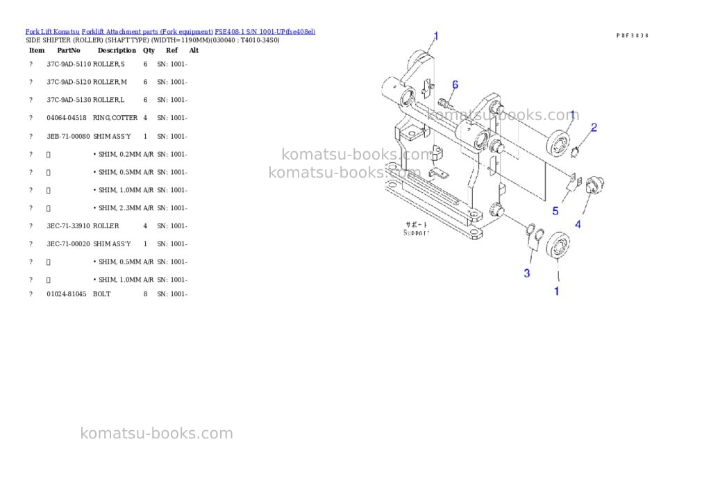 Komatsu fse408-1 s/n 1001-up Parts catalog cover Page 4 Komatsu fse408-1 s/n 1001-up Parts catalog cover Page 4