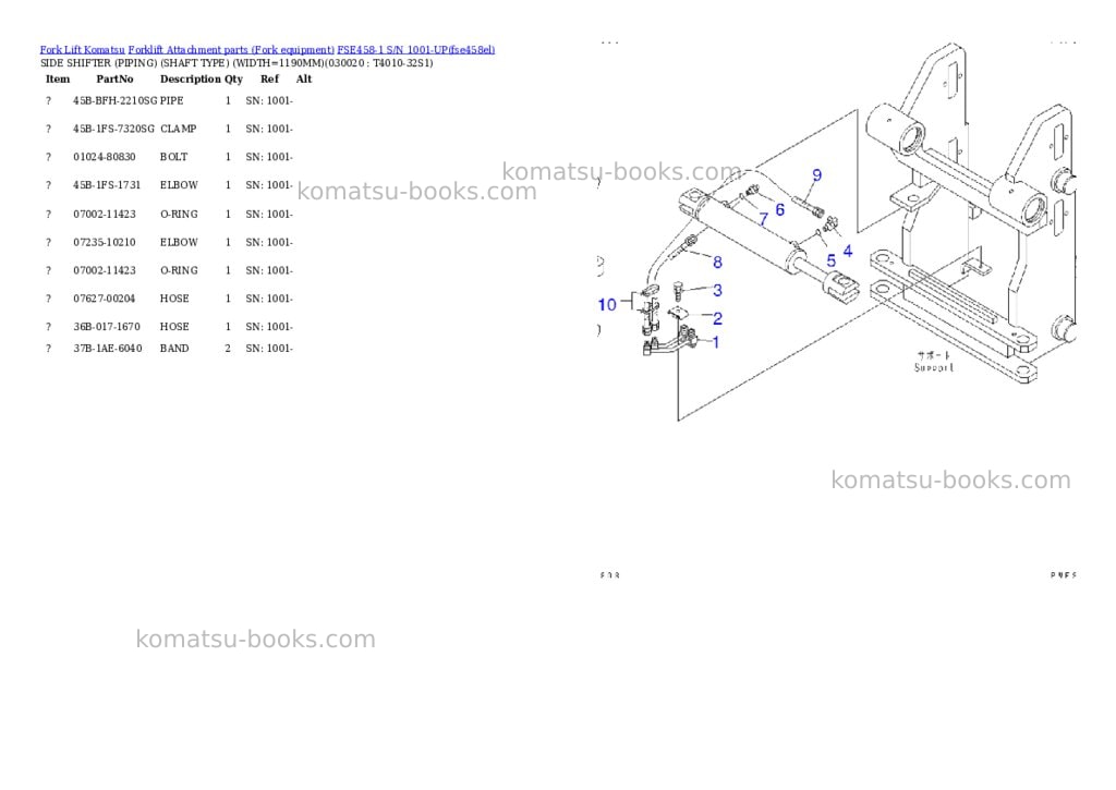 Komatsu fse458-1 s/n 1001-up Parts catalog cover Page 2 Komatsu fse458-1 s/n 1001-up Parts catalog cover Page 2