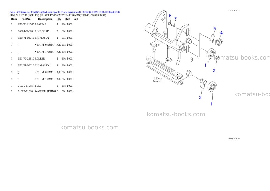 Komatsu fse458-1 s/n 1001-up Parts catalog cover Page 4 Komatsu fse458-1 s/n 1001-up Parts catalog cover Page 4