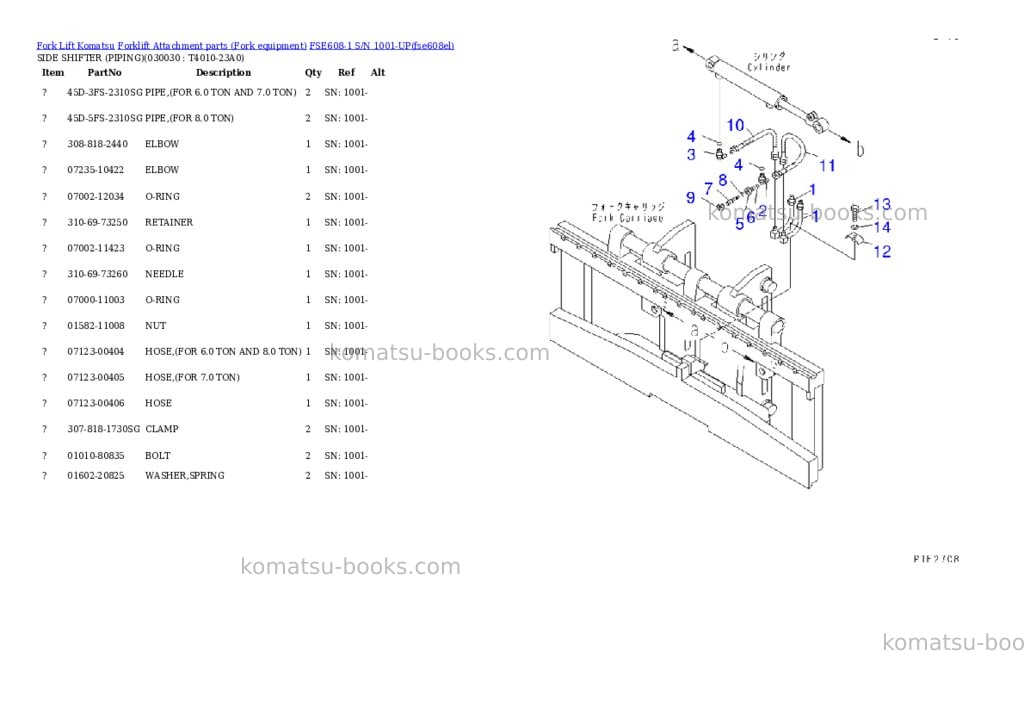Komatsu fse608-1 s/n 1001-up Parts catalog cover Page 2