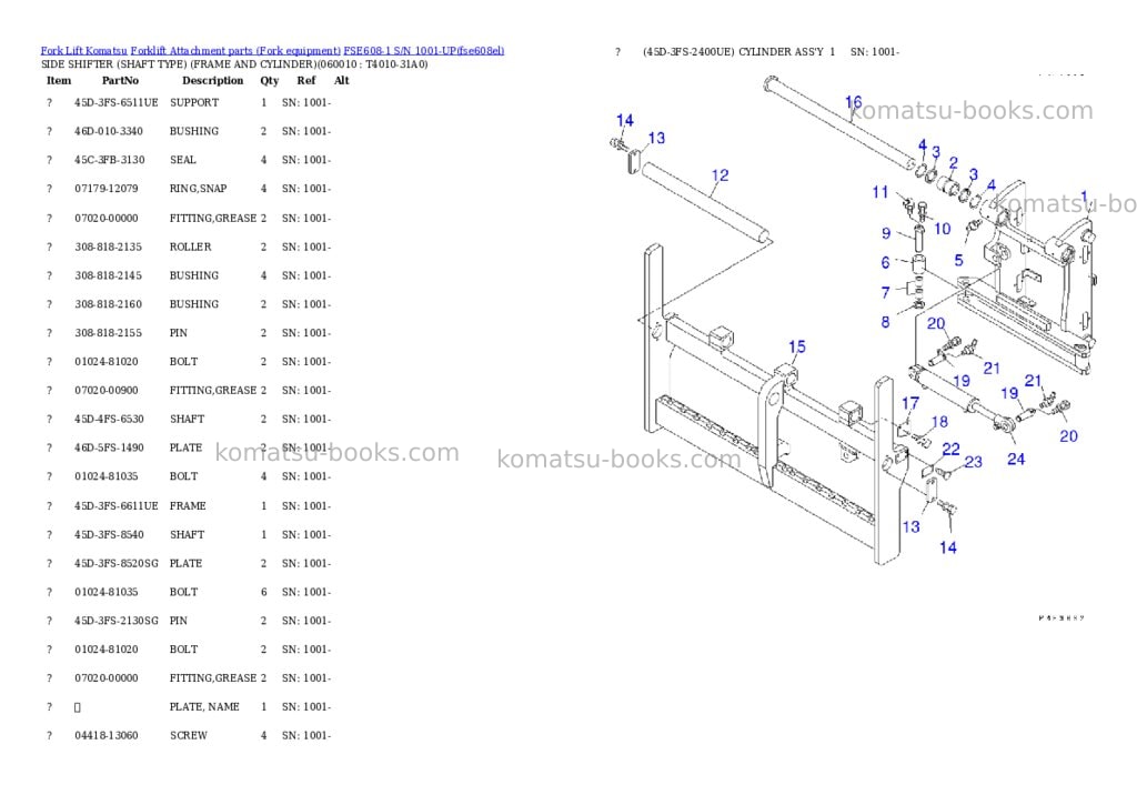 Komatsu fse608-1 s/n 1001-up Parts catalog cover Page 5