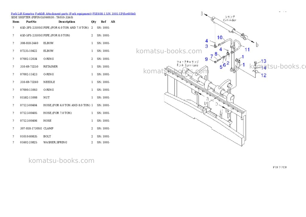 Komatsu fse608-1 s/n 1001-up Parts catalog cover Page 7