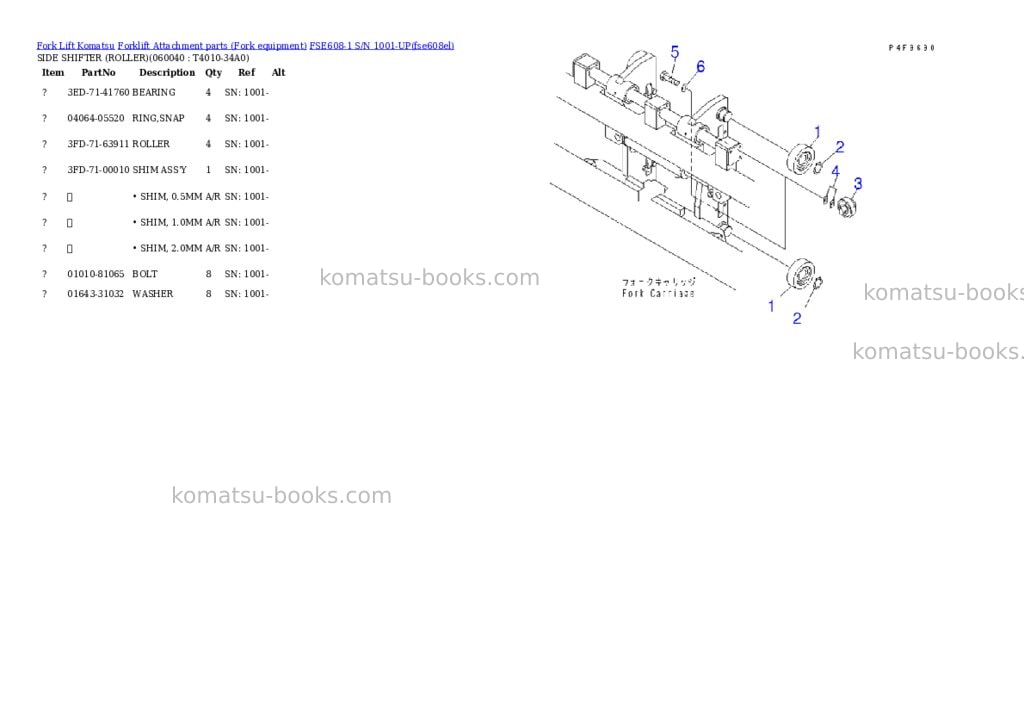 Komatsu fse608-1 s/n 1001-up Parts catalog cover Page 8