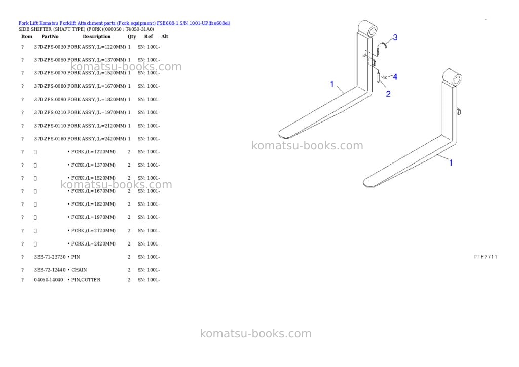 Komatsu fse608-1 s/n 1001-up Parts catalog cover Page 9