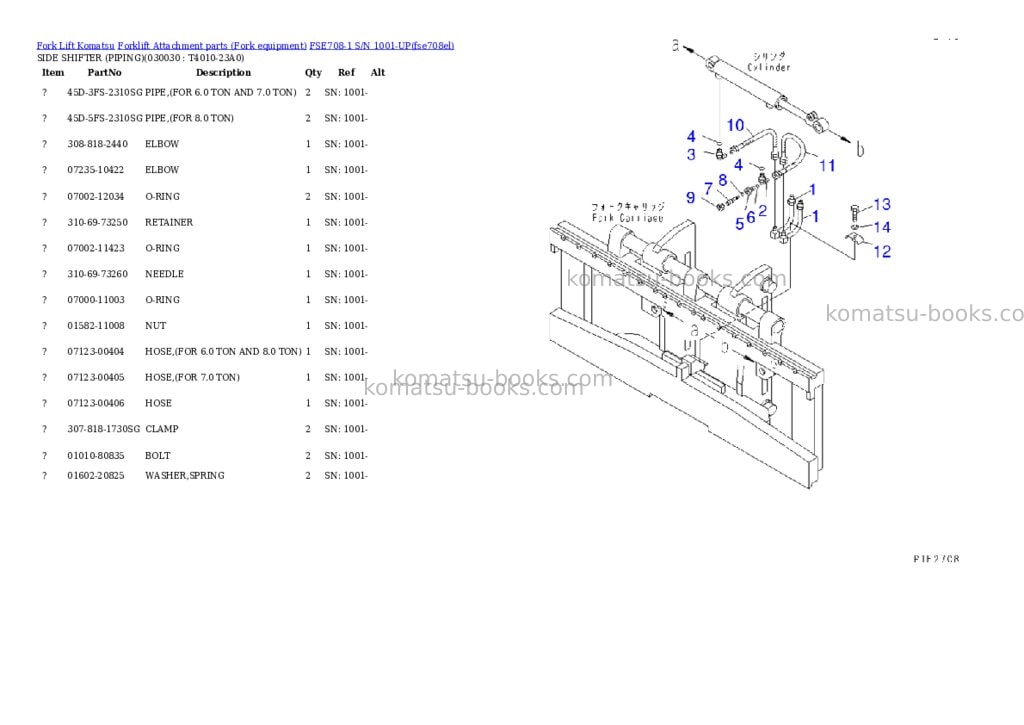 Komatsu fse708-1 s/n 1001-up Parts catalog cover Page 2