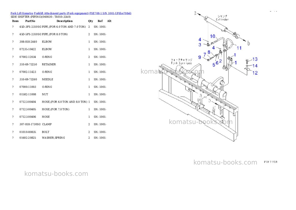 Komatsu fse708-1 s/n 1001-up Parts catalog cover Page 7