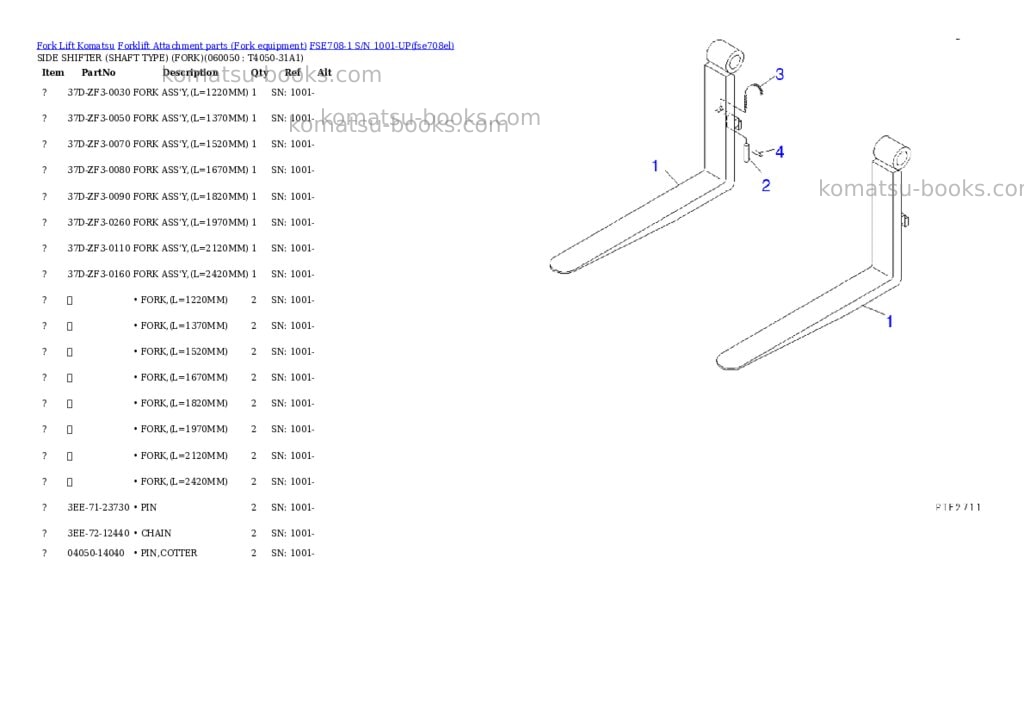 Komatsu fse708-1 s/n 1001-up Parts catalog cover Page 9