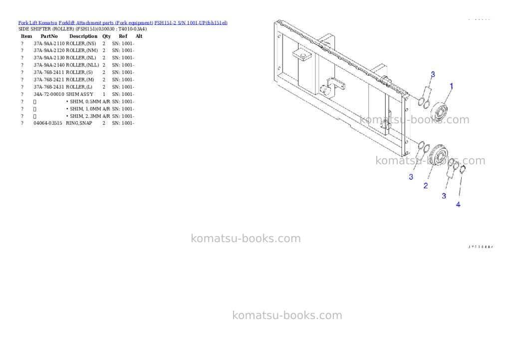 Komatsu FSH151-2 S/N 1001-UP Parts catalog cover Page 2
