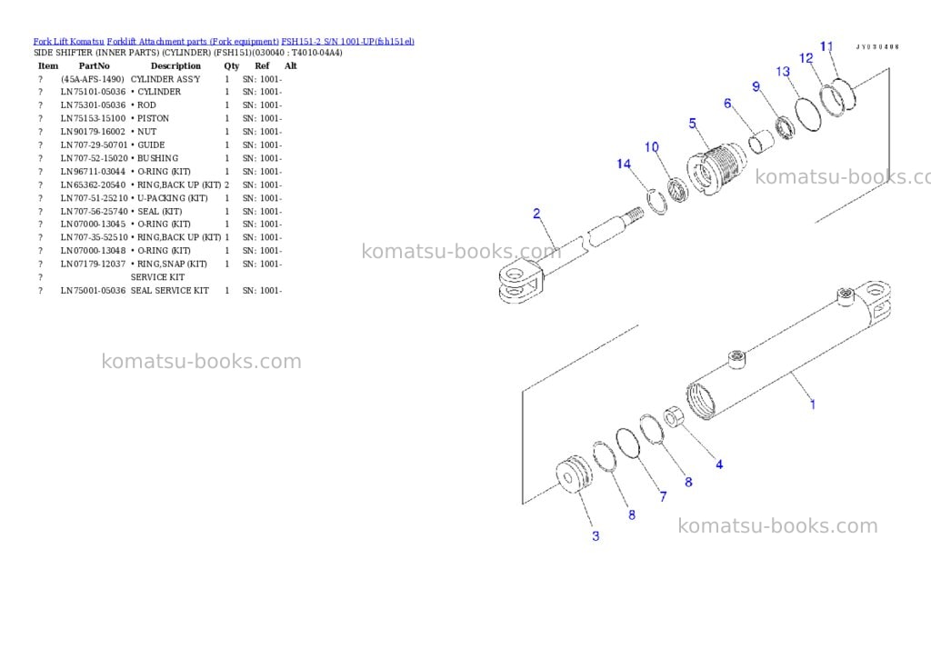 Komatsu FSH151-2 S/N 1001-UP Parts catalog cover Page 3