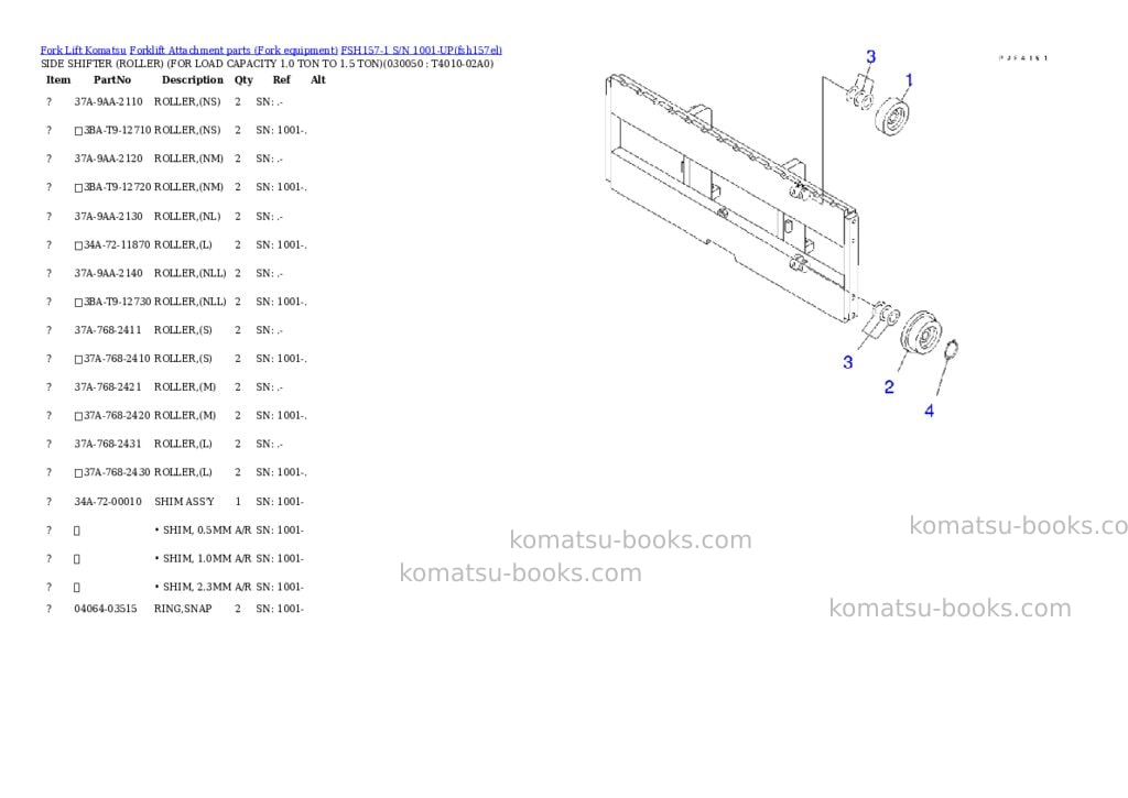 Komatsu fsh157-1 s/n 1001-up Parts catalog cover Page 4 Komatsu fsh157-1 s/n 1001-up Parts catalog cover Page 4