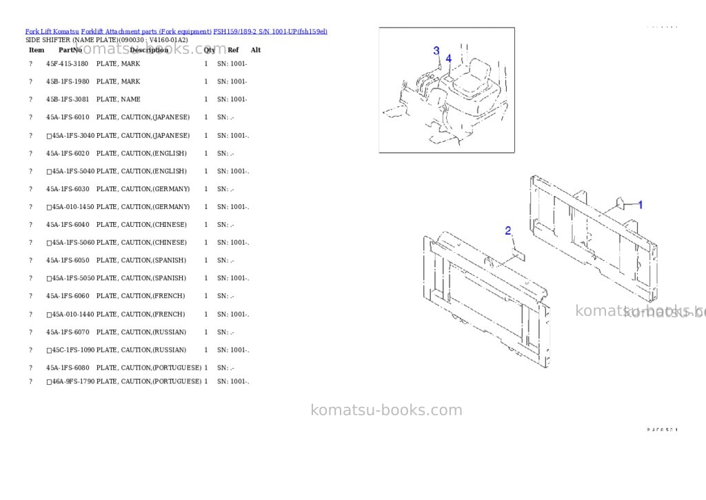 Komatsu fsh159/189-2 s/n 1001-up Parts catalog cover Page 10 Komatsu fsh159/189-2 s/n 1001-up Parts catalog cover Page 10